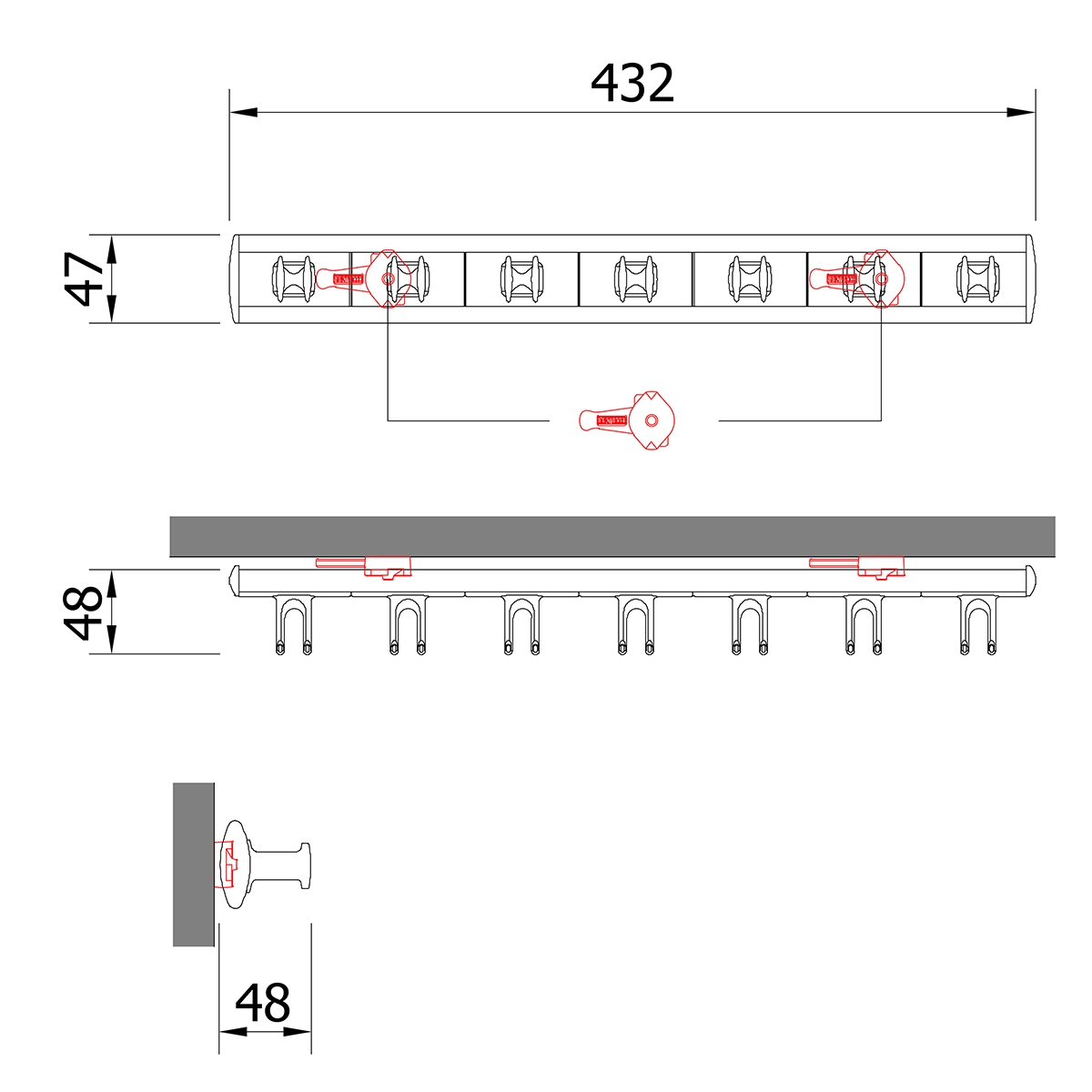 Portacravatte fisso - 28 ganci - nero-nero 2